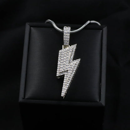 Iced Lightening Bolt Pendant