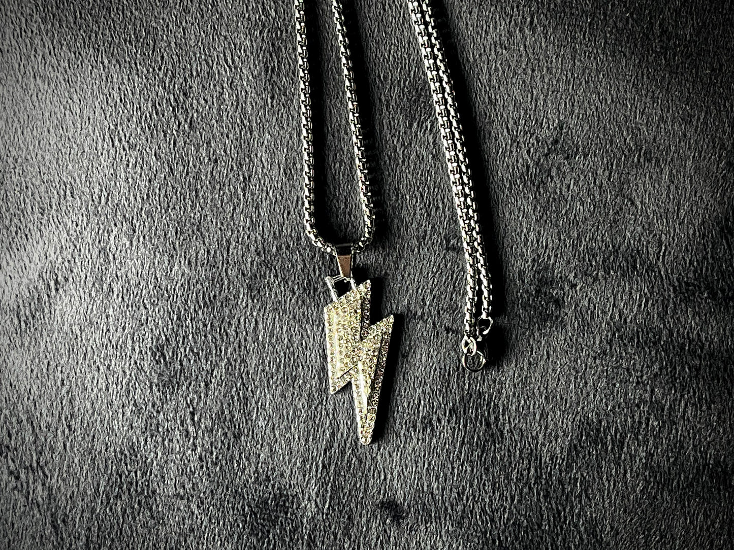 Iced Lightening Bolt Pendant