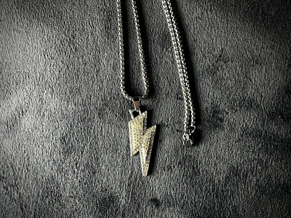 Iced Lightening Bolt Pendant
