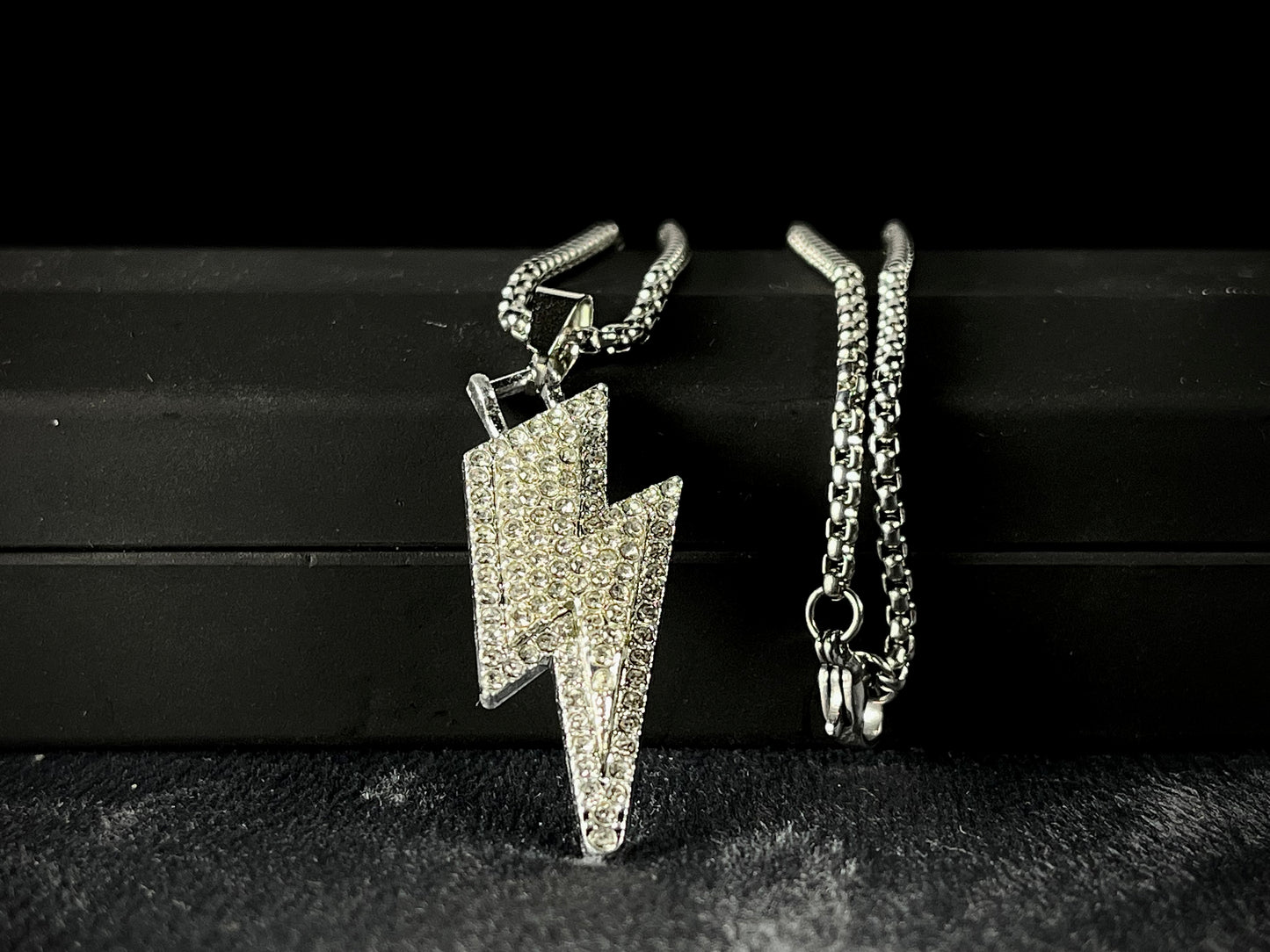 Iced Lightening Bolt Pendant