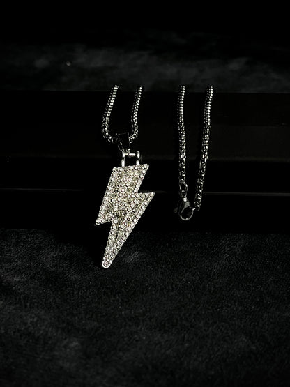 Iced Lightening Bolt Pendant