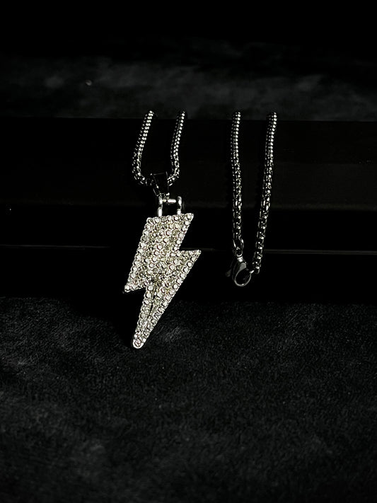 Iced Lightening Bolt Pendant