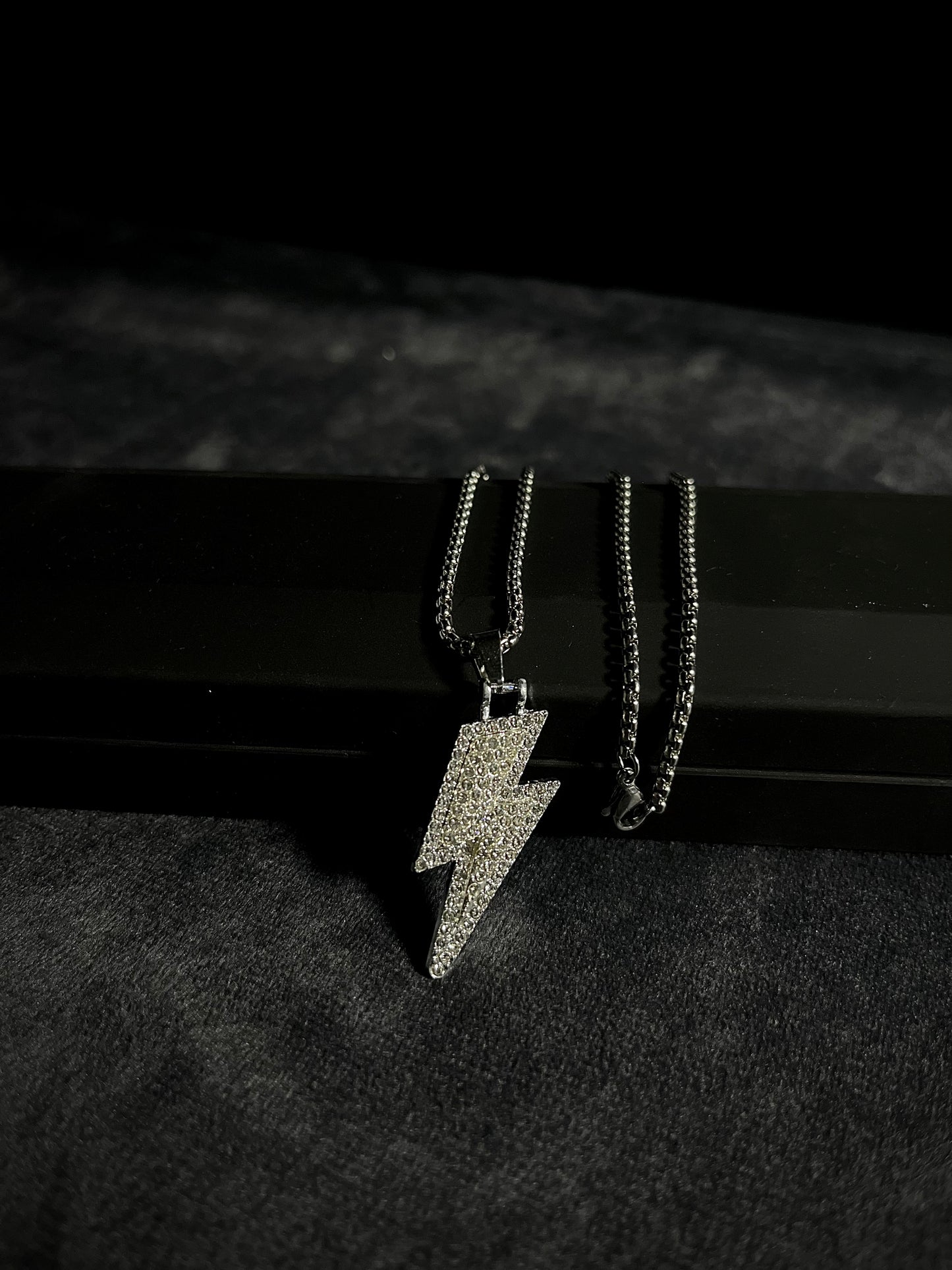 Iced Lightening Bolt Pendant
