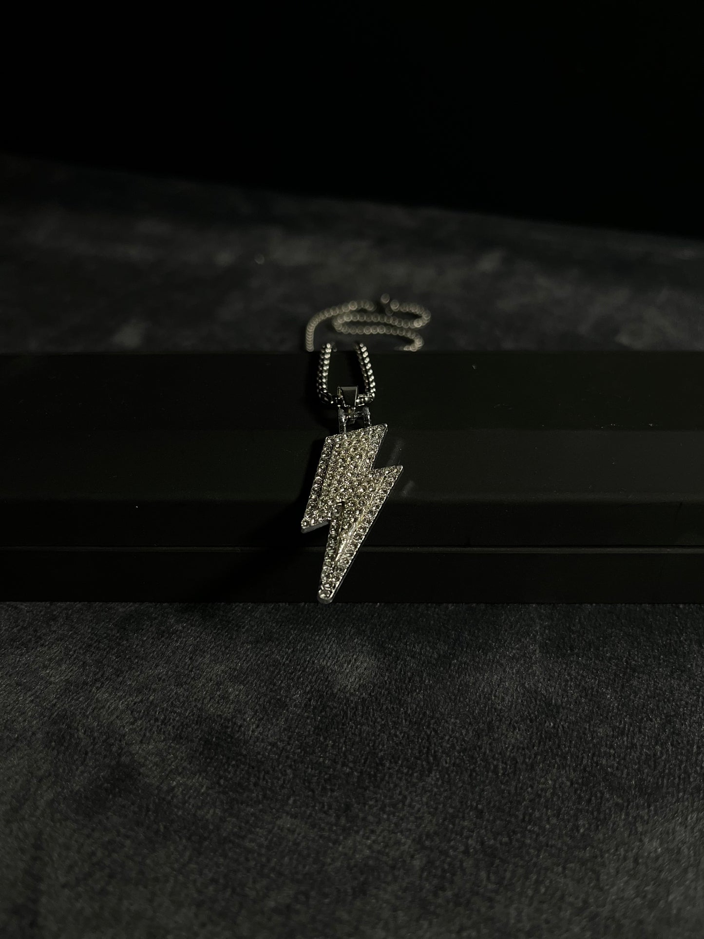 Iced Lightening Bolt Pendant