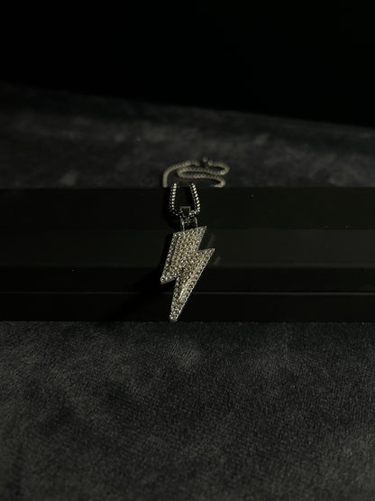 Iced Lightening Bolt Pendant